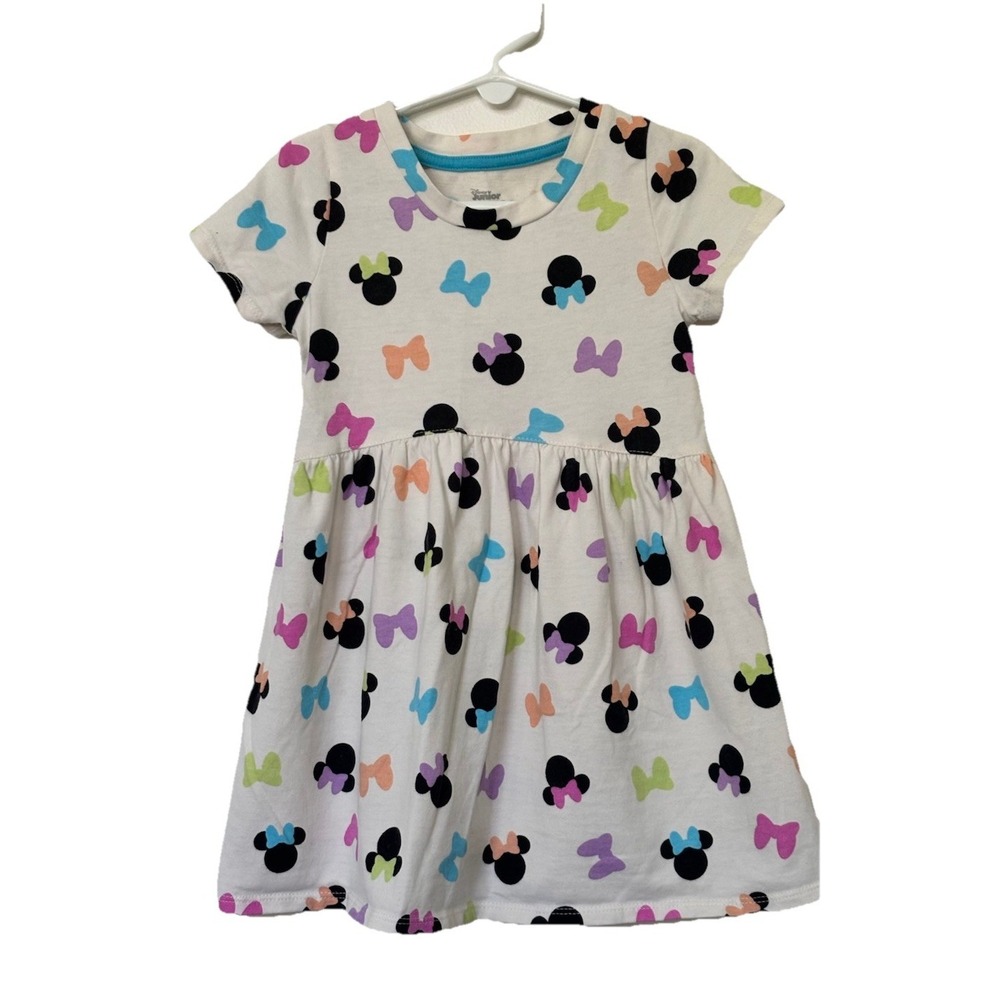 Disney Junior Minnie Mouse Dress 4T Rainbow White Cotton